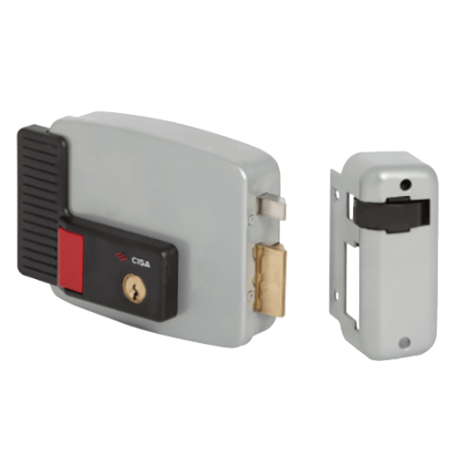 Yala electrică cu buton pentru deschidere stânga, clasa de securitate 3, model CISA 1.11731.60.2. Ideală pentru protecția