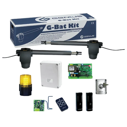 Kit automatizare poartă batantă G-BAT 300, ideal pentru porți cu dimensiuni de până la 2x2.5m. Acest sistem de automatizare
