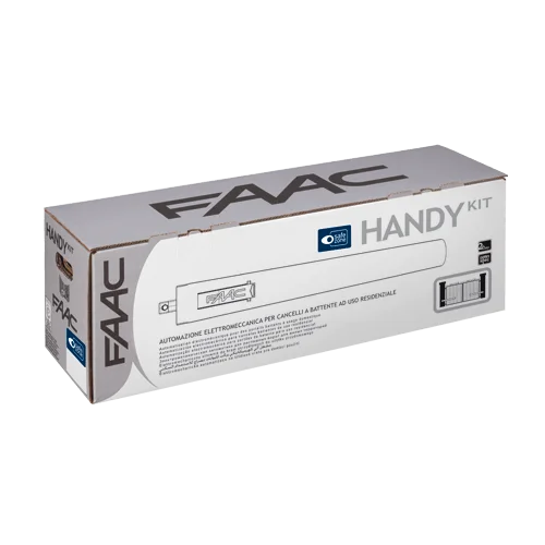 Automatizare poartă batantă HANDY Start 24V S418 de la FAAC, ideală pentru porți cu o lungime maximă de 2 x 2.7 m. Sistemul