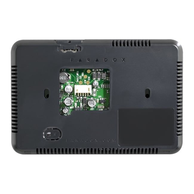 Tastatura pentru sisteme de alarmă Paradox EVO, MG, SP, cu ecran tactil color de 5 inch, în nuanță neagră. Model TM50,