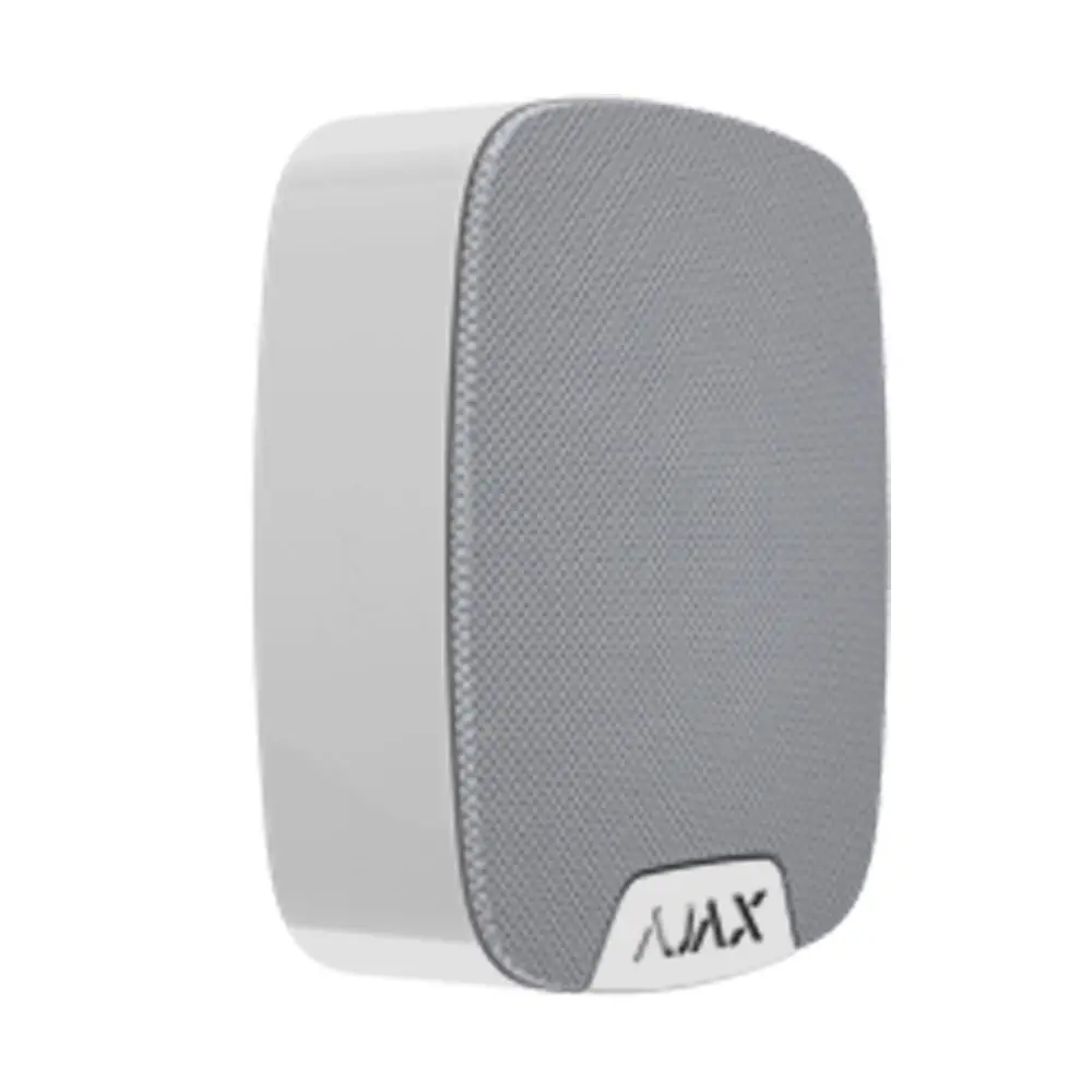 Sirena wireless de interior AJAX HomeSiren WH, cu un nivel de zgomot de 105 dB, oferă o soluție eficientă pentru protecția