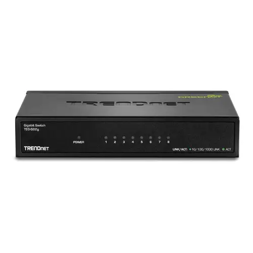 Switch GREENnet 8 porturi Gigabit TRENDnet TEG-S82G este soluția ideală pentru rețelele de birou sau acasă, oferind
