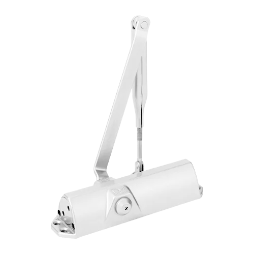 Amortizor hidraulic alb RAL9016 cu brat articulat DORMA TS68-WHITE, ideal pentru uși interioare și exterioare. Acest
