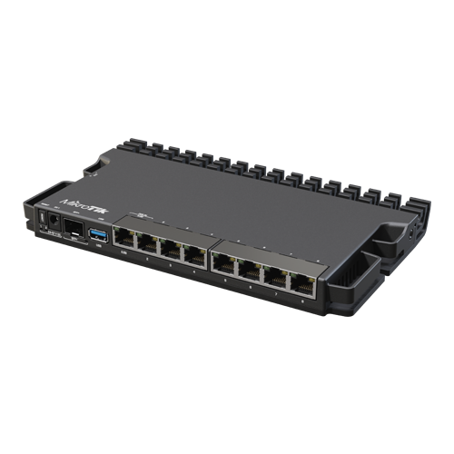 Router MikroTik RB5009UG+S+IN cu 1 port de 2.5Gbit, 7 porturi Gigabit și 1 port SFP+ este soluția perfectă pentru rețelele
