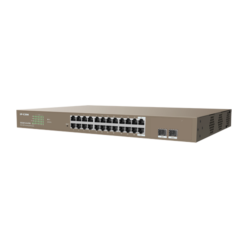 Switch 24 porturi PoE+ Gigabit IP-COM G3326P-24-410W cu 2 porturi SFP Gigabit și putere totală de 370W. Ideal pentru rețele