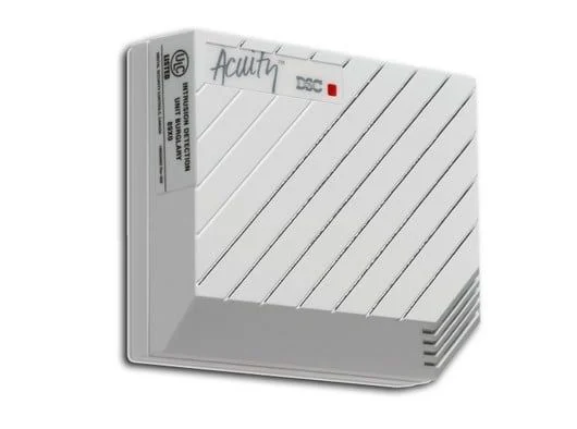 Detector de geam spart DSC AC 101, cu rază de acoperire de 7.6 m, echipat cu LED și funcție de protecție tamper. Ideal