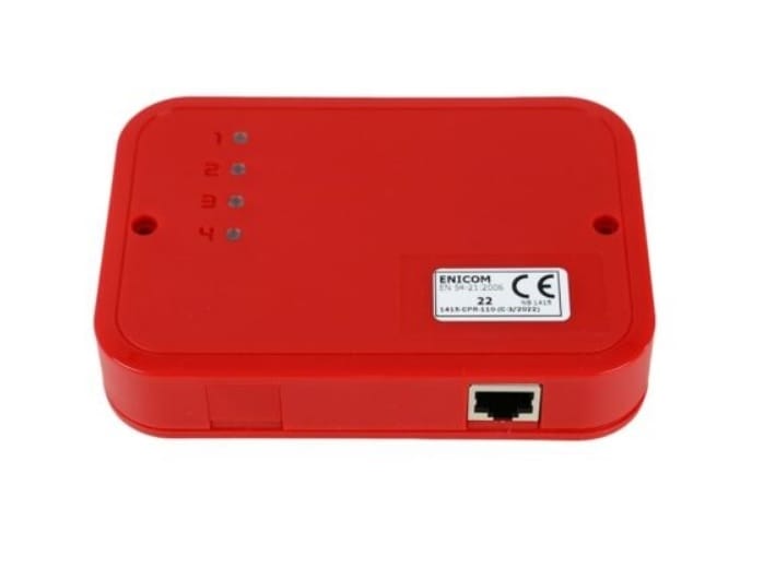 Comunicator GSM/4G/IP EN54-21 de la ASC GLOBAL ENICOM 4G, echipat cu 4 intrări și 2 ieșiri, ideal pentru integrarea în