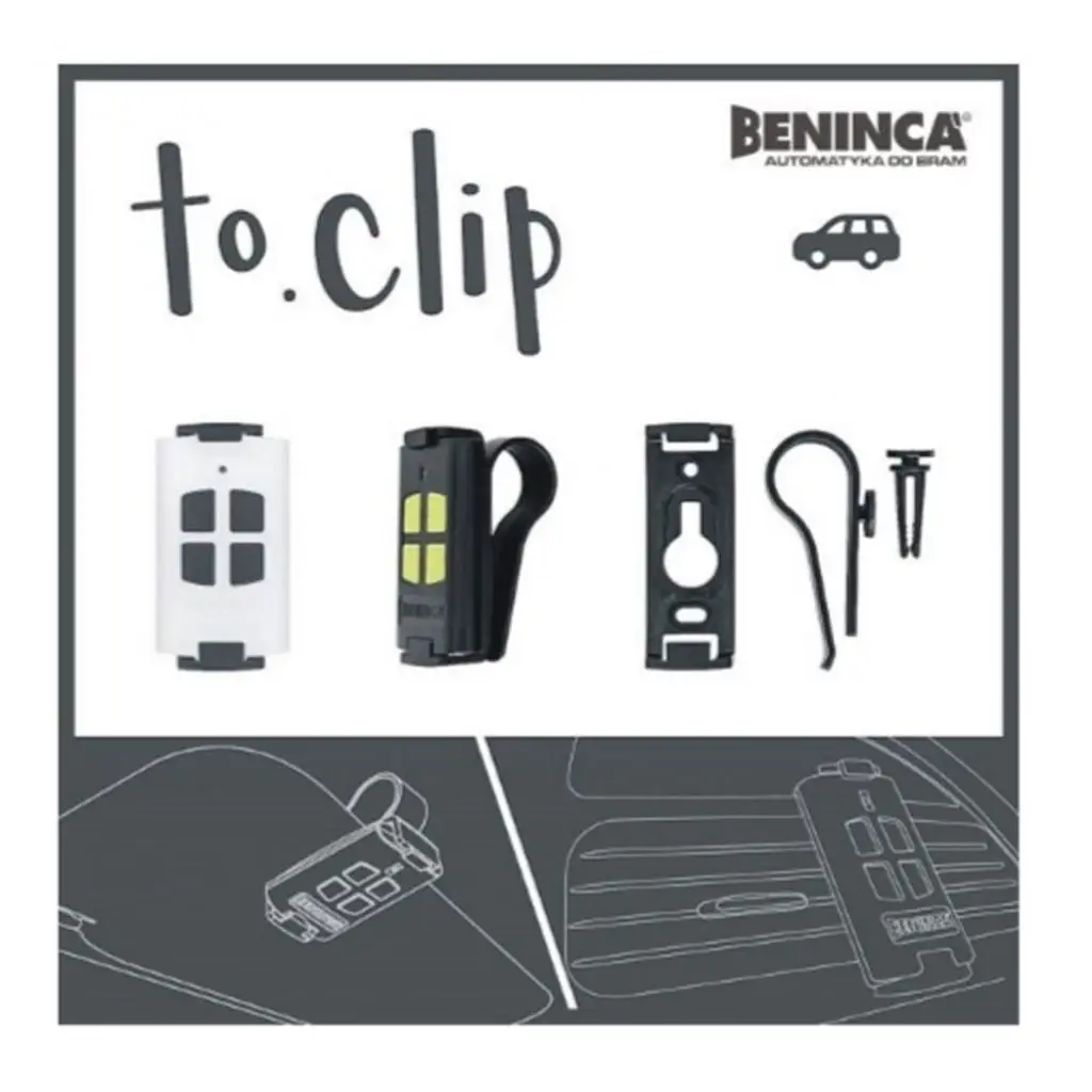 Suport pentru telecomanda TO.GO - BENINCA TO.CLIP, ideal pentru organizarea și păstrarea telecomenzilor în siguranță. Design