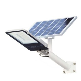 Lampa solară LED 100W cu telecomandă și accesorii incluse este soluția perfectă pentru iluminatul exterior eficient și