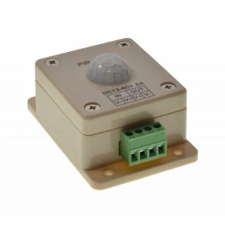 Senzor PIR 12V-60V, 8A, cu rază de detecție de 140 grade, model Q-14L004, ideal pentru automatizarea iluminatului și