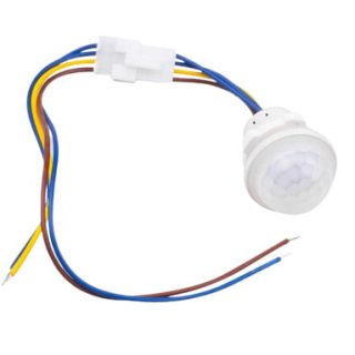 Senzor PIR 110-220V cu 4 fire, dimensiuni 28x37mm, model Q-14L019, ideal pentru detectarea mișcării în spații interioare și