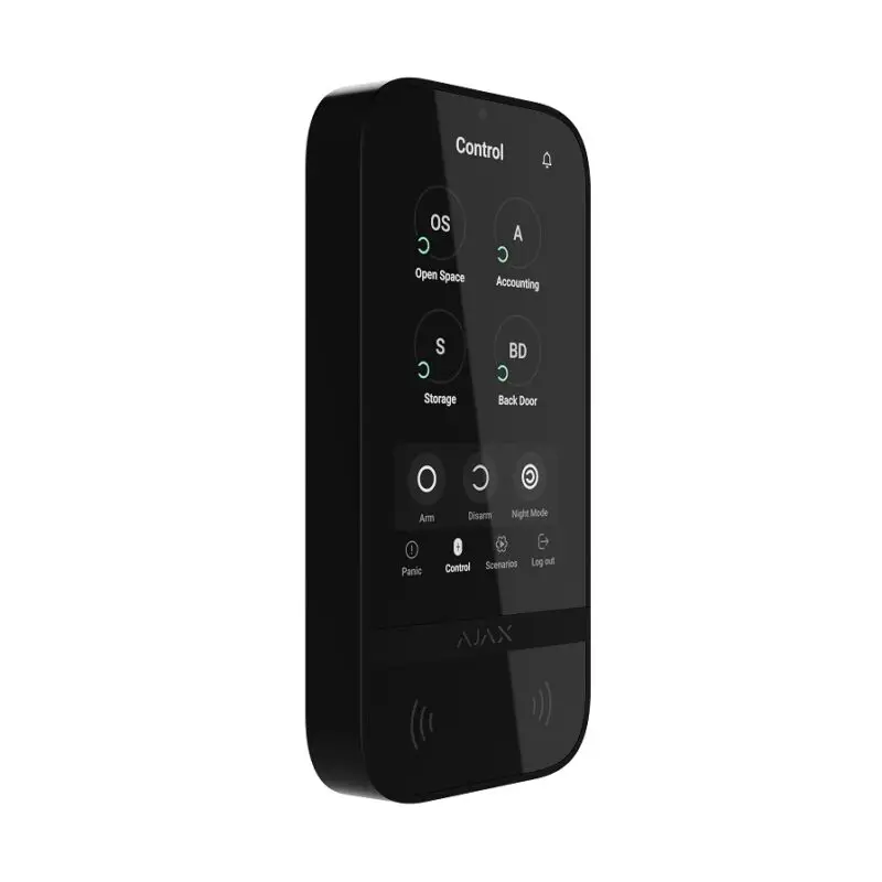 Tastatura KeyPad TouchScreen negru AJAX KeyPadTouch B este soluția ideală pentru controlul rapid și eficient al sistemelor
