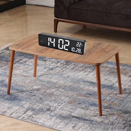 Ceas digital DS-6625 Negru cu LED alb, design modern și elegant, ideal pentru birou sau utilizare zilnică. Acest ceas oferă