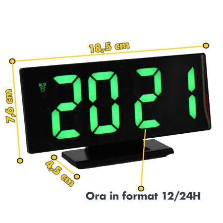 Ceas modern cu LED verde și alarmă Q-13B036, design elegant și funcționalitate avansată. Ideal pentru birou sau dormitor,