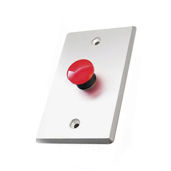 Buton Ieşire SOYAL AR PB 3A, Aluminiu Eloxat, Buton Roșu, NO/NC - Soyal