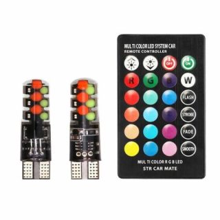 LED Auto RGB T10, Telecomandă Inclusă, 5W, 12V-W5W - Q-1F006