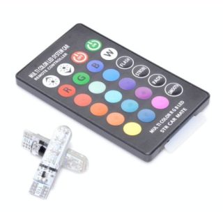 Led Auto T10 RGB 5050, Telecomanda Inclusă, 5W - Q-1F005, COD: LED-T10RGB-5050