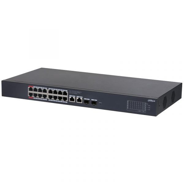 Switch PoE Gigabit 16+2+2 Porturi, Putere 240W - Dahua CS4220-16GT-240