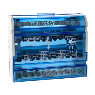 Bloc de distributie electrica, 4x11 poli, 125A - Plastim PDB411