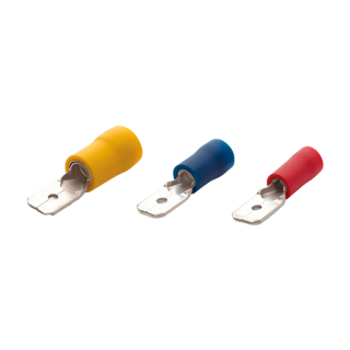 Terminale izolate de tip tata, sec. transversala 1.5-2.5mm, latimea soclului 0.8x4.75mm, 200buc/set - PLASTIM PFE-2488