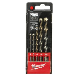 Set de 5 burghie pentru beton, Ø4mm, Ø5mm, Ø6mm, Ø8mm, Ø10mm, tija cilindrica - Milwaukee MLWK-4932480157