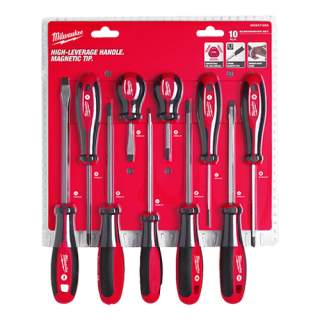 Trusa profesionala cu 10 surubelnite Tri-Lobe, maner ergonomic, varf magnetic - Milwaukee MLWK-4932471808